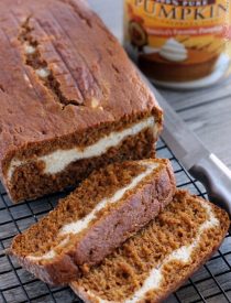 Cream Cheese Filled Pumpkin Bread from DessertNowDinnerLater.com