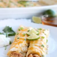 Honey Lime Chicken Enchiladas from DessertNowDinnerLater.com