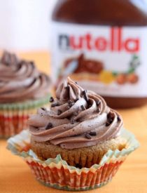 Pumpkin Cupcakes with Nutella Frosting from DessertNowDinnerLater.com