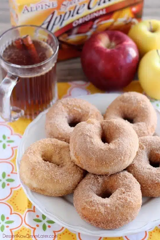 Only 3 ingredients and you can have delicious, fall inspired, Apple Cider Donuts! From DessertNowDinnerLater.com