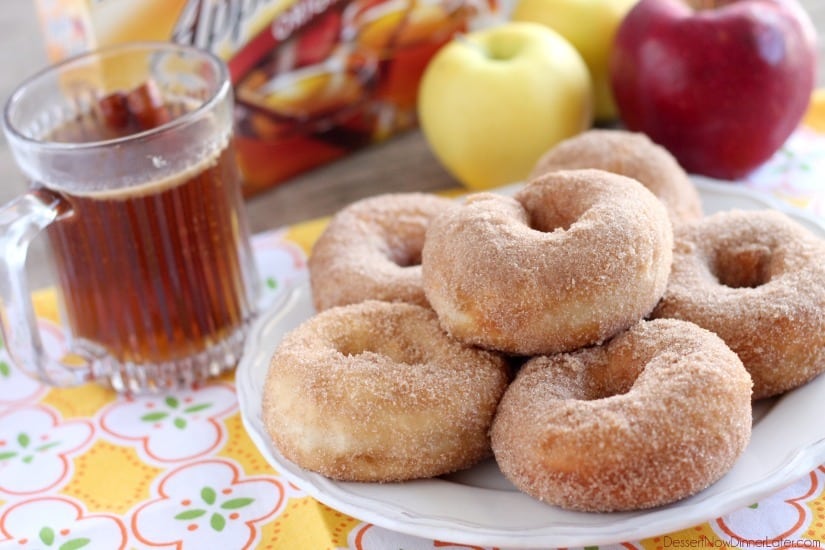 Only 3 ingredients and you can have delicious, fall inspired, Apple Cider Donuts! From DessertNowDinnerLater.com