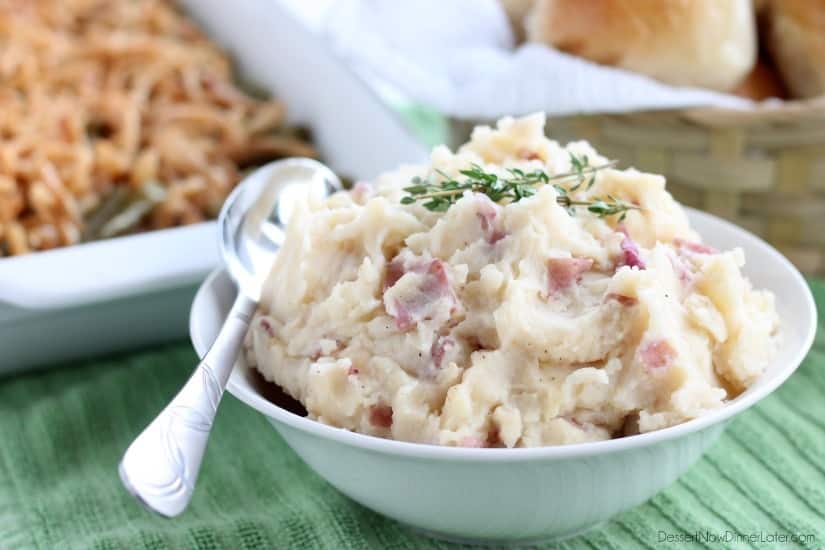 Browned butter and sautéed garlic give these mashed potatoes their rich and delicious flavor! From DessertNowDinnerLater.com