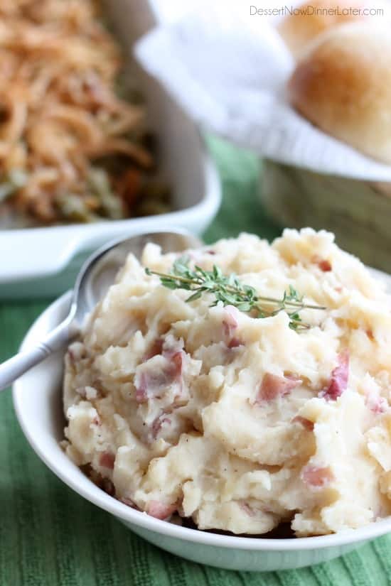 Browned butter and sautéed garlic give these mashed potatoes their rich and delicious flavor! From DessertNowDinnerLater.com