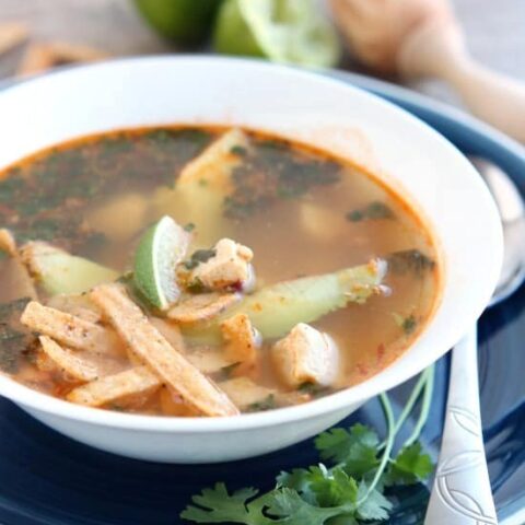 Mexican Chicken Lime Soup from DessertNowDinnerLater.com