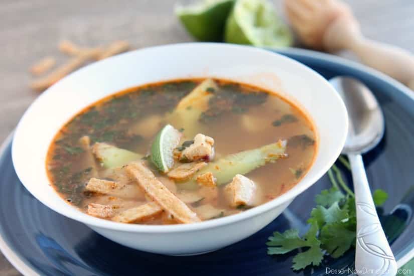  Mexican Chicken Lime Soup from DessertNowDinnerLater.com