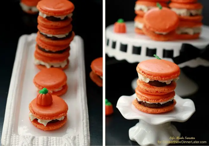 Pumpkin Spice Macarons filled with Pumpkin Spice Dark Chocolate Ganache and Pumpkin Buttercream