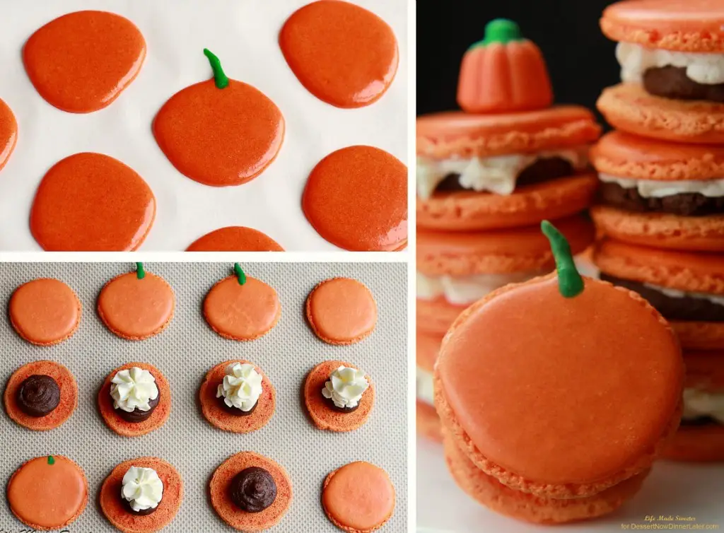 Pumpkin Spice Macarons filled with Pumpkin Spice Dark Chocolate Ganache and Pumpkin Buttercream