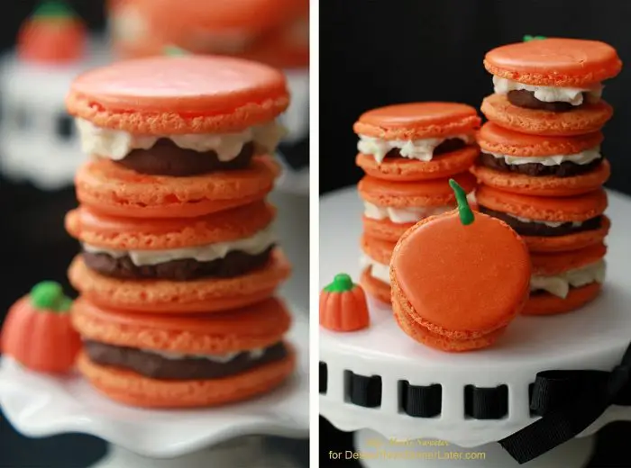 Pumpkin Spice Macarons filled with Pumpkin Spice Dark Chocolate Ganache and Pumpkin Buttercream