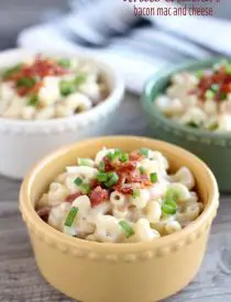 This White Cheddar Bacon Mac and Cheese will become your favorite comfort food with tender elbow macaroni, creamy white cheddar sauce, and bits of bacon throughout! From DessertNowDinnerLater.com