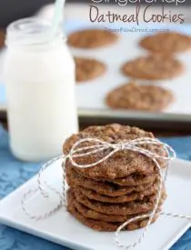 Gingersnap Oatmeal Cookies - Soft baked gingersnap cookies with the addition of old fashioned oats to make a chewy, delectable cookie! From DessertNowDinnerLater.com