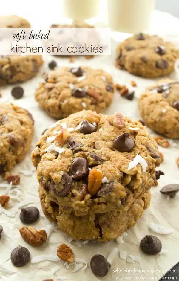 Soft-Baked Kitchen Sink Cookies --- these super-soft and chewy cookies are literally loaded with everything!