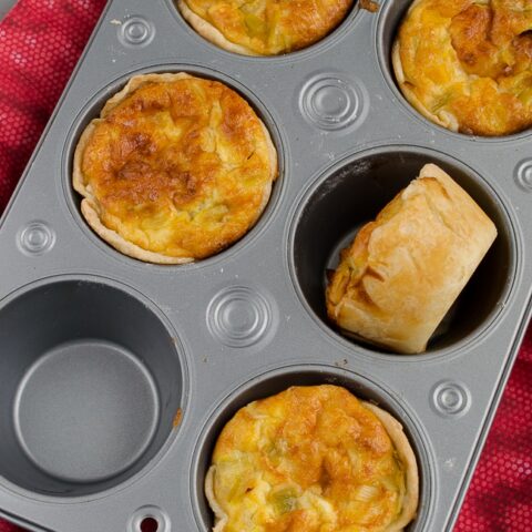 butternut squash and leek personal quiches