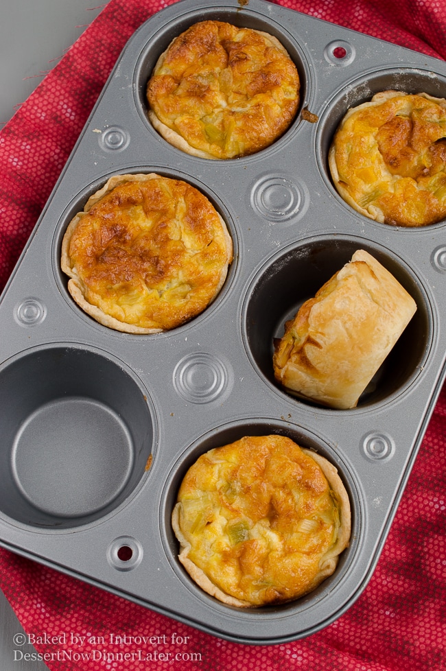 butternut squash and leek personal quiches