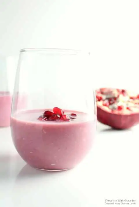 A Pomegranate Banana Smoothie that is healthy and delicious! A great treat for the new year!