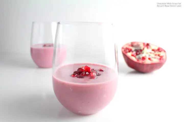 A Pomegranate Banana Smoothie that is healthy and delicious! A great treat for the new year!