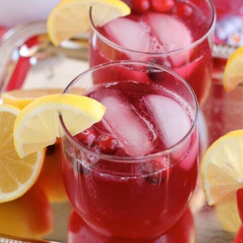 Sparkling Cranberry Punch - the perfect beverage for a non-alcoholic party drink or mocktail with only 3 ingredients!