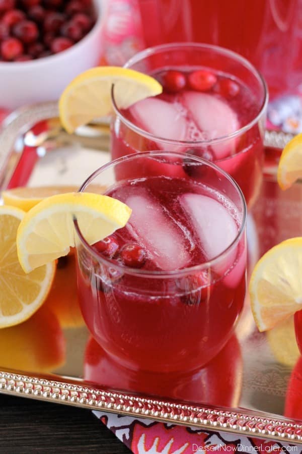 Sparkling Cranberry Punch - the perfect beverage for a non-alcoholic party drink or mocktail with only 3 ingredients!