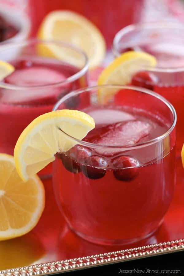 Sparkling Cranberry Punch - the perfect beverage for a non-alcoholic party drink or mocktail with only 3 ingredients!