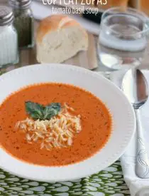 This Copycat Zupas Tomato Basil Soup is spot on! With fresh made basil pesto, whole tomatoes, and sauteed vegetables, cooked slow, and pureed smooth. This is one soup you’ll love to create at home served with al dente orzo pasta!