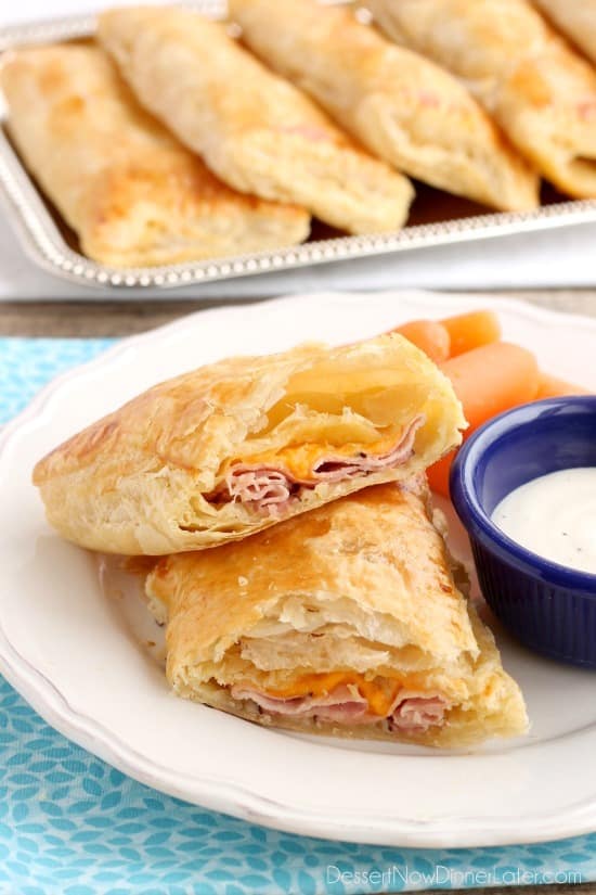 5 ingredient Ham and Cheese Pockets are easy to make for a great tasting hot lunch or dinner!
