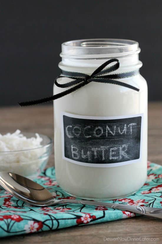 Homemade Coconut Butter is made by pureeing unsweetened shredded coconut into a liquid/paste. It's a superfood that can be eaten as is, used in baking, cooking, or in smoothies, or simply spread on breads, dark chocolate, etc. There are so many ways to enjoy this health food!