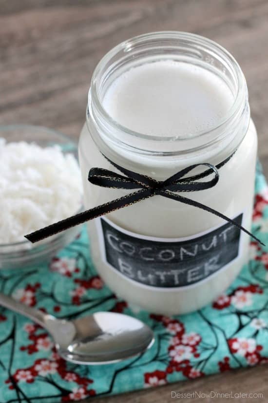 Homemade Coconut Butter is made by pureeing unsweetened shredded coconut into a liquid/paste. It's a superfood that can be eaten as is, used in baking, cooking, or in smoothies, or simply spread on breads, dark chocolate, etc. There are so many ways to enjoy this health food!