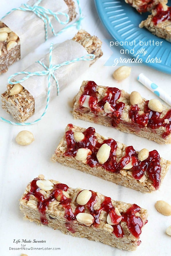 Chewy NoBake Peanut Butter and Jelly Granola Bars