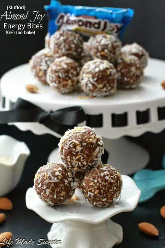 Stuffed Almond Joy Energy Bites by @LifeMadeSweeter