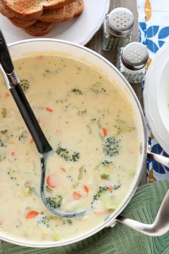 This Vegetable Chowder (also called Broccoli Cheese Potato Soup) is smooth, creamy, cheesy, and full of tender cooked vegetables. It's comfort food to keep you warm and full!