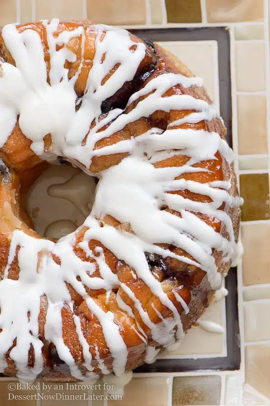 Blueberry Stuffed Pull-Apart Bread with Lemon Cream Cheese Glaze