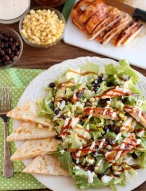 BBQ Ranch Chicken Salad - Mexican flavors meet good old American barbecue in this green salad served with ranch dressing.