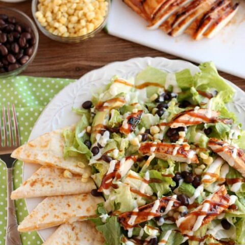 BBQ Ranch Chicken Salad - Mexican flavors meet good old American barbecue in this green salad served with ranch dressing.