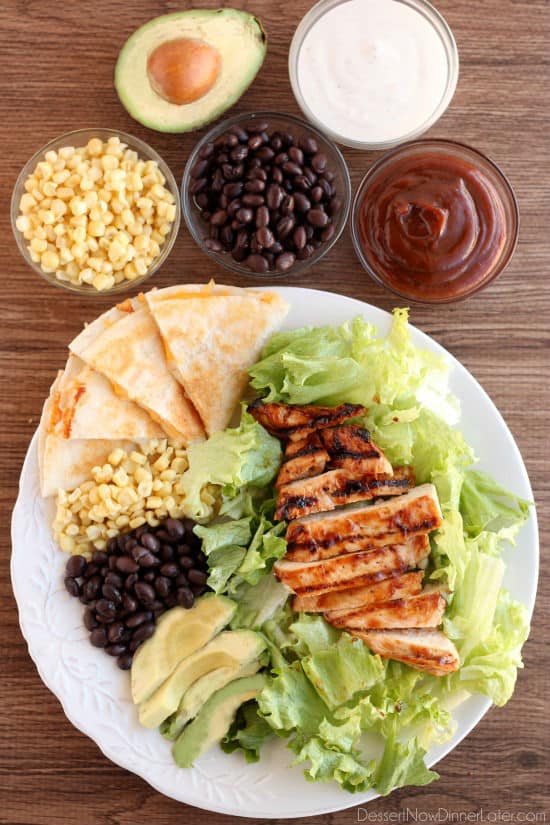 BBQ Ranch Chicken Salad - Mexican flavors meet good old American barbecue in this green salad served with ranch dressing.