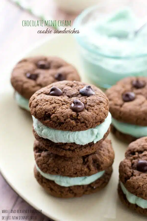 These festive cookie sandwiches are so simple to prepare, yet they're so much fun to eat! A fresh minty coconut cream sandwiched between two double-chocolate cookies is a match made in heaven.