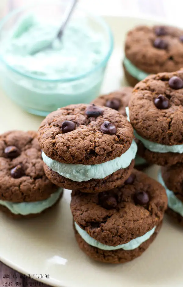 These festive cookie sandwiches are so simple to prepare, yet they're so much fun to eat! A fresh minty coconut cream sandwiched between two double-chocolate cookies is a match made in heaven.