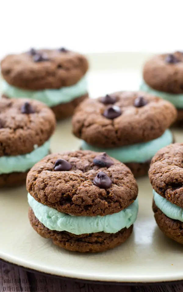 These festive cookie sandwiches are so simple to prepare, yet they're so much fun to eat! A fresh minty coconut cream sandwiched between two double-chocolate cookies is a match made in heaven.