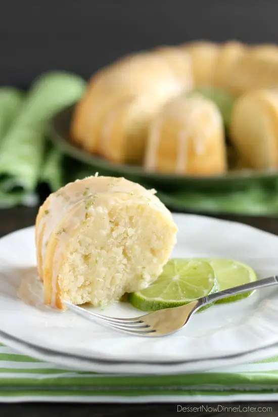 This Lime Bundt Cake is easy to whip up and tastes like pound cake with a tangy lime glaze on top!