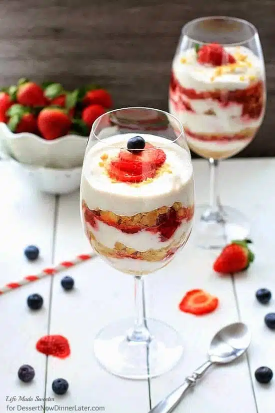 No-Bake Strawberry Shortcake Cheesecake Parfaits