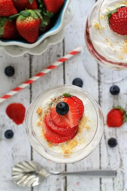 No Bake Strawberry Shortcake Cheesecake Parfaits