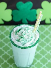 This Copycat McDonald's Shamrock Shake is minty, green, and topped with whipped cream! Perfect for St. Patrick's Day!