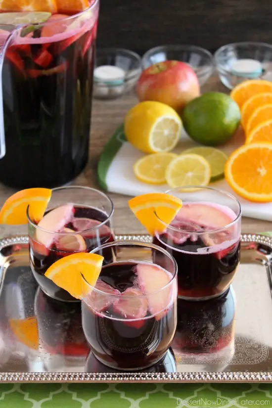 Easy Virgin Sangria - only 2 ingredients plus fresh cut fruit. A bubbly, fruity drink perfect for any party!