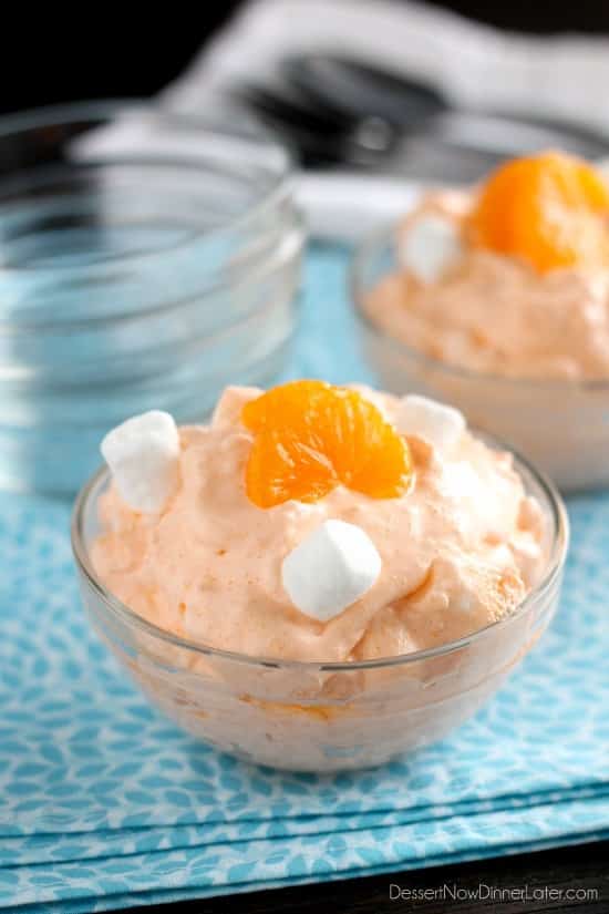 This Orange Fluff Fruit Salad can be thrown together quick, with only 6 to 7 ingredients, and is a potluck favorite!