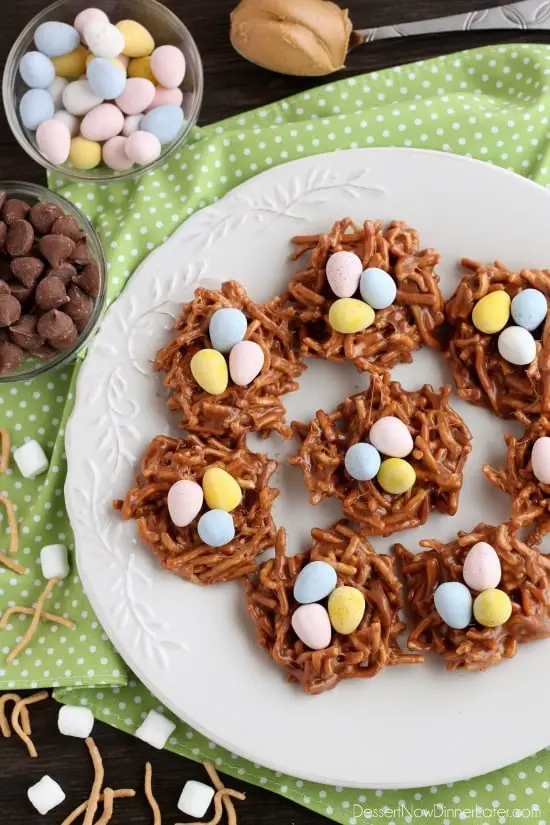 Peanut Butter Chocolate Nests are so quick to whip up, for a chewy, chocolatey, Easter treat!