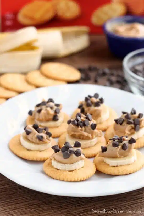 With a just a few pantry ingredients, you can have these Chocolate Peanut Butter Banana RITZ® Bites to snack on!