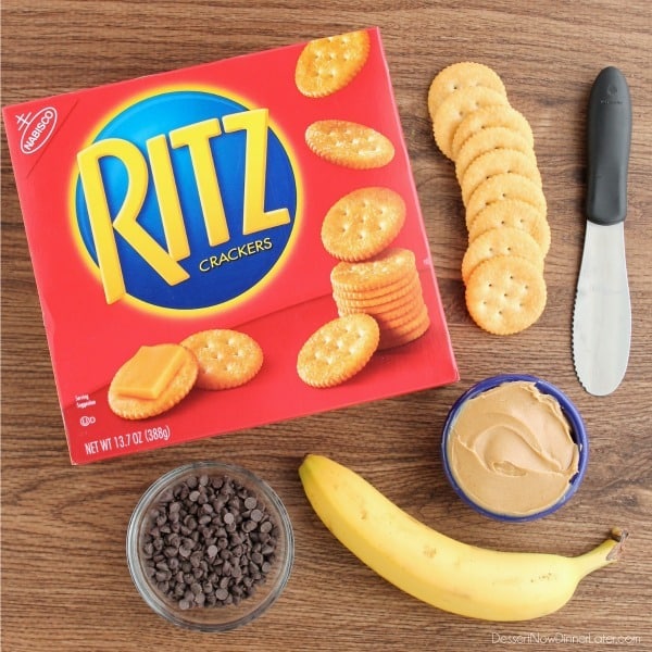 With a just a few pantry ingredients, you can have these Chocolate Peanut Butter Banana RITZ® Bites to snack on!