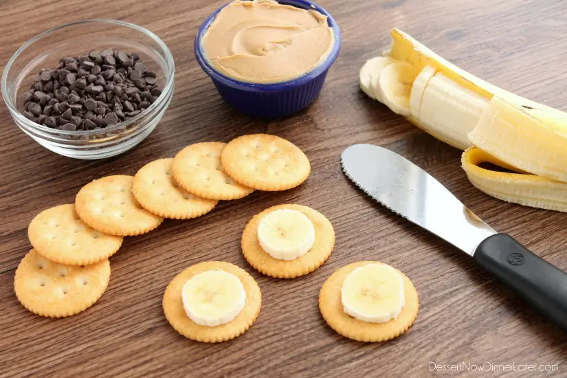 Chocolate Peanut Butter Banana RITZ® Bites - cracker + banana