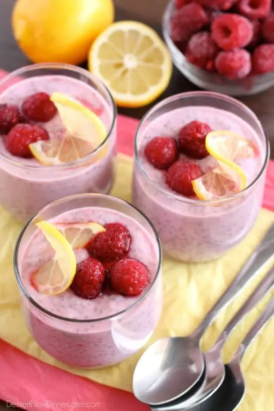 Lemon Raspberry Chia Pudding showcases the bright flavors of spring and summer made into a healthy snack or dessert!