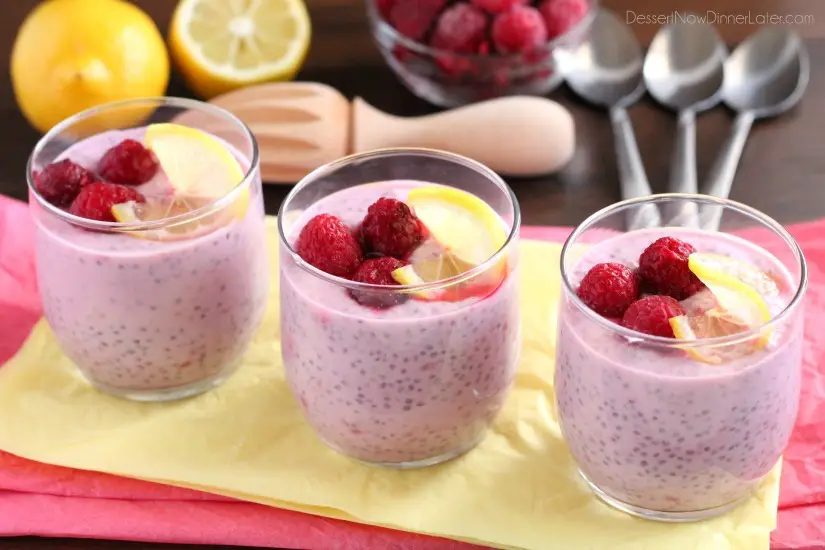 Lemon Raspberry Chia Pudding showcases the bright flavors of spring and summer made into a healthy snack or dessert!
