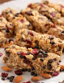 These Peanut Butter Chocolate Trail Mix Granola Bars are made with wholesome ingredients to create homemade granola bars you feel good about eating.