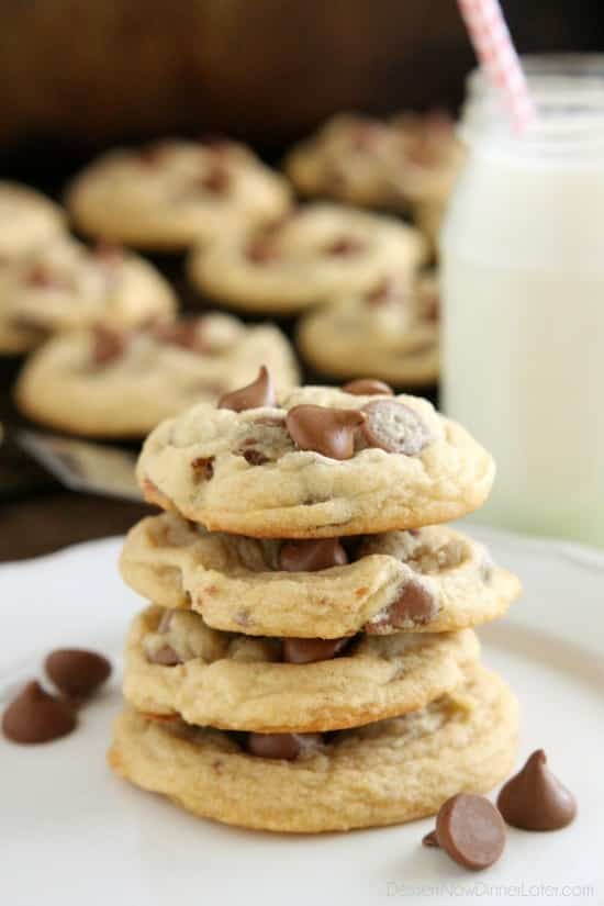 These Soft Baked Chocolate Chip Cookies include a special ingredient to make them perfectly thick, chewy, and soft! Plus tips and techniques for baking the best chocolate chip cookies!